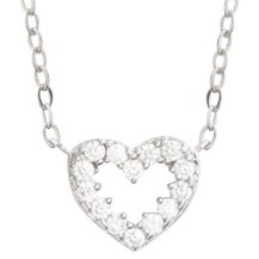 Nadri Silver Rhinestone accent 16” Heart Necklace